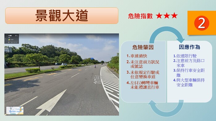 中華大學周邊九大高危險路段之二 景觀大道示意圖