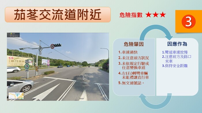 中華大學周邊九大高危險路段之三 茄苳交流道附近示意圖